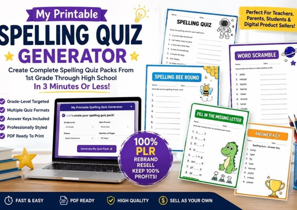 My Printable Spelling Quiz Generator